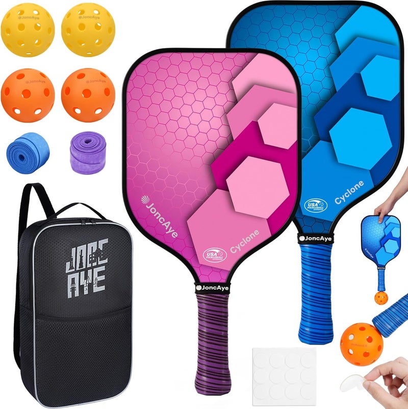 JoncAye Pickleball-Paddles-Set of 4 or 2 Rackets by , USAPA Approved Pickle-Ball Equipment with Balls, Bag, Accessories, Fiberglass Graphite Pickleball Racquet Set for Men, Women - Image 1